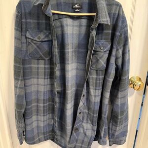 O'Neill Blue and Gray Plaid Fleece Shirt